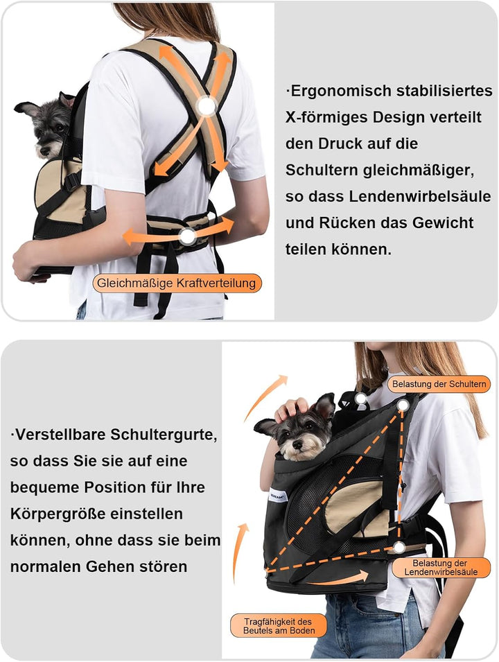 Hundetragerucksack，Hund Tragetasche für Kleine Mittelgrosse Hunde und Katzen，Hunderucksack bis 8.5kg