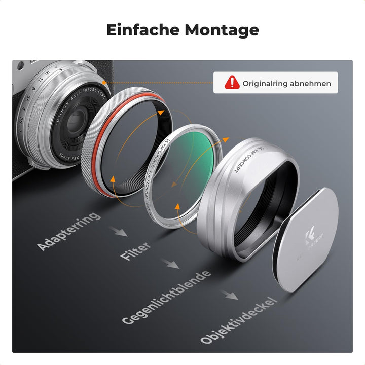 K&F CONCEPT Black Mist 1/4 Filter mit Gegenlichtblende,Objektivdeckel Kompatibel mit Fujifilm Kamera