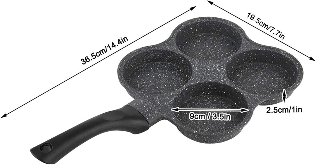 4-Loch-Pancake Pfanne,Non-Stick Omelett-Pfanne Burger Fried Pan Egg Maker mit Abnehmbarer Griff für