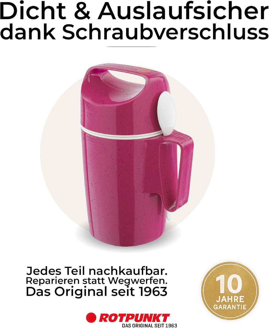 ROTPUNKT Thermobehälter für Essen 850 ml inkl. Löffel – Thermo Lunchbox Heiss &amp; Kalt I Made in Germa