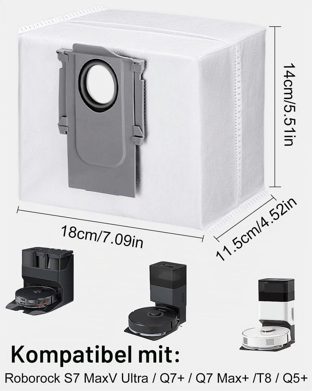 12 Stück Staubbeutel für Roborock S7 MaxV Ultra / Q7+ / Q7 Max+ /T8 / Q5+ Staubsauger Absaugstation,