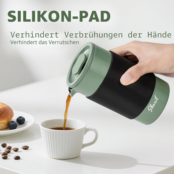 French Press – 350 ml Kaffeepresse aus Edelstahl, 2 Tassen Kaffeebereiter für gemahlenen Kaffee, tra