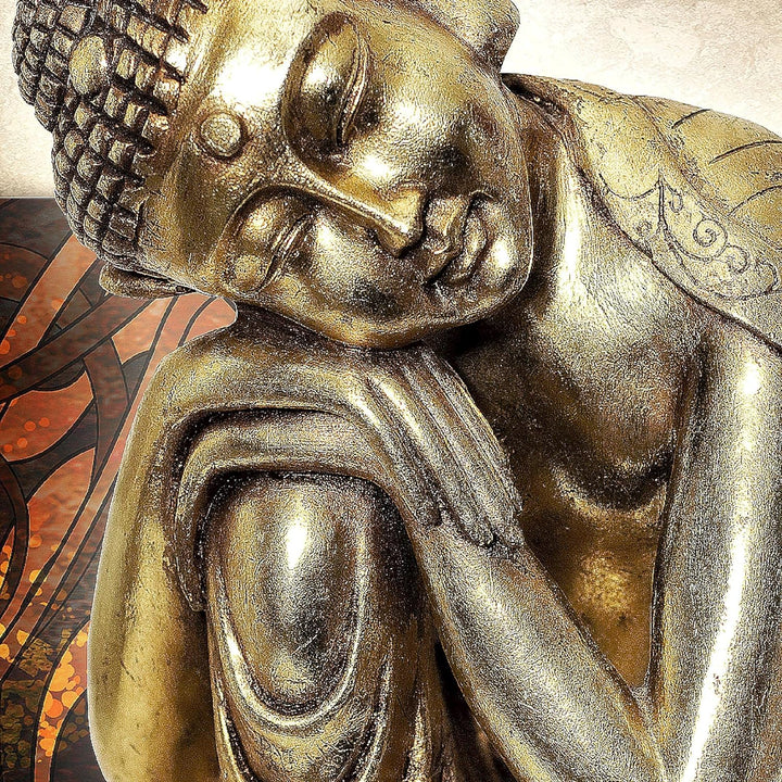 Runa Art Wandbilder Buddha Zen 5 Teilig Bild auf Vlies Leinwand Deko Wohnzimmer Schlafzimmer Feng Sh