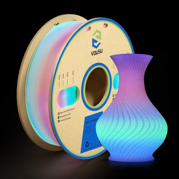 YOUSU Glow in the Dark PLA Filament 1.75mm, leuchtet im Dunkeln，Massgenauigkeit 99% Wahrscheinlichke