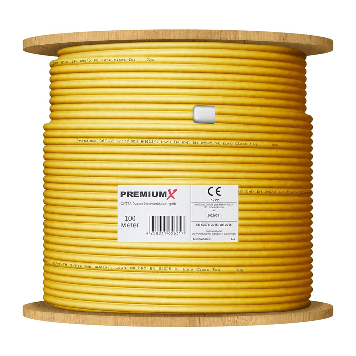 Premium X 100m CAT 7A Netzwerkkabel Duplex LAN-Kabel Verlegekabel Ethernet Kupfer Datenkabel AWG 23
