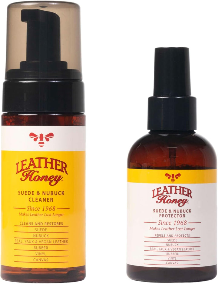 LEATHER Honey Suede & Nubuck Care Kit: Cleaner, Protector, Suede Brush & Eraser: Clean, Protect & Re