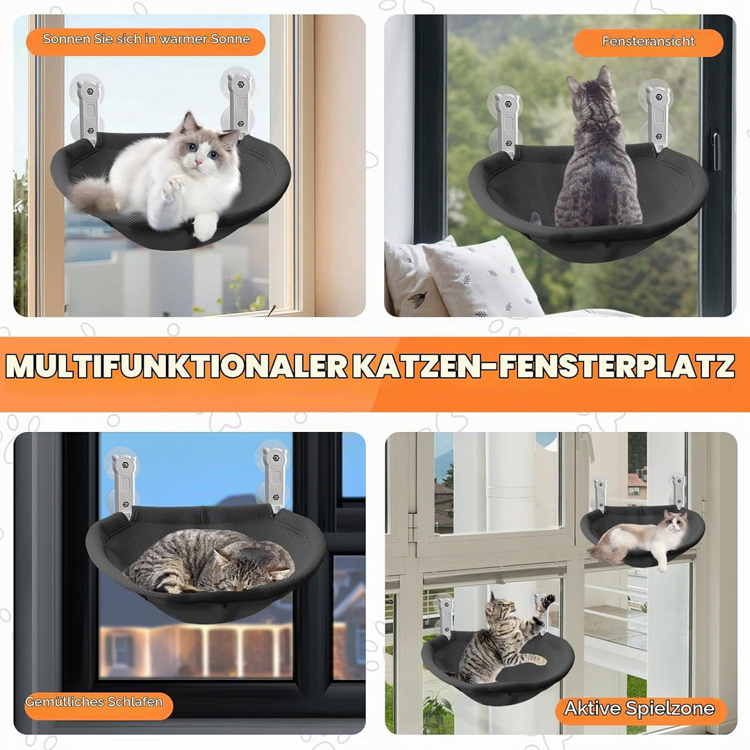 Homegroove Katzenfenster-Sitzplatz, 45 x 30 Zentimeter Faltbare Katzenhängematte für Fenster mit sta