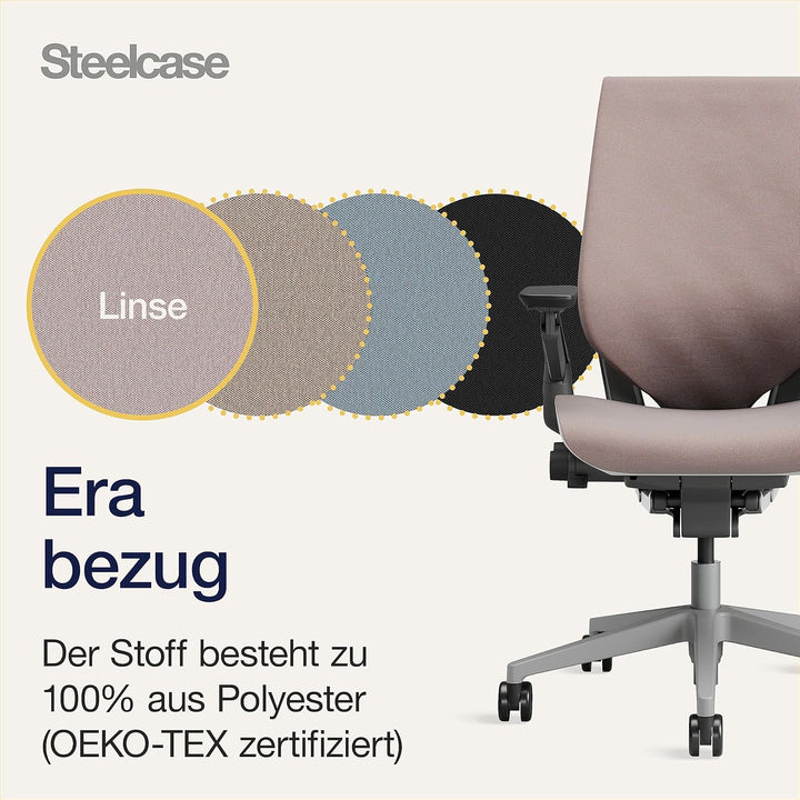 Steelcase Gesture Ergonomischer Bürostuhl mit 360° Armlehnen und 3D-Live Back Lumbalstütze Linse Lin