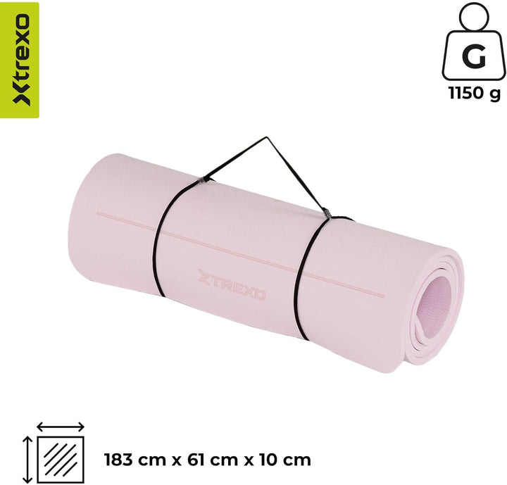 TREXO 6 mm dicke Gymnastikmatte, Masse 183x61 cm Fitnessmatte mit rutschfester Oberfläche Aus TPE he