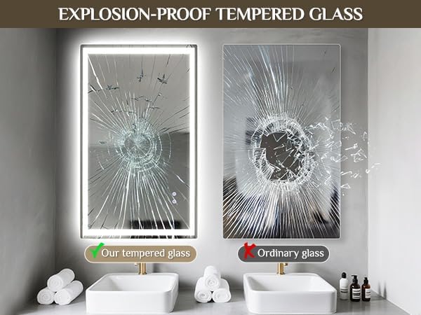 Clevich Badspiegel mit Beleuchtung 100×60 cm, LED Spiegel mit 3 Lichtfarben und dimmbar, Touch-Schal