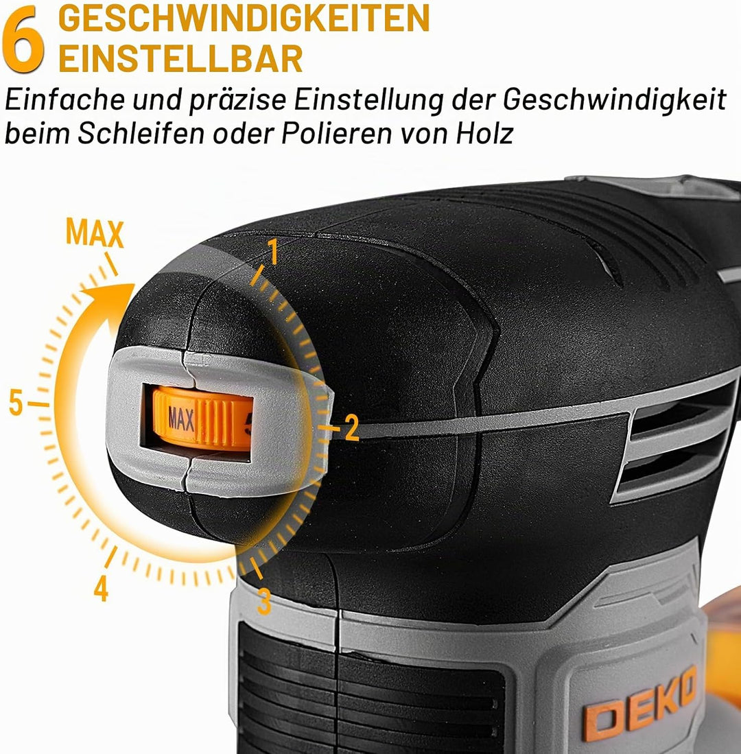 Multischleifer: DEKOPRO Deltaschleifer,Exzenterschleifer 125 mm un Schwingschleifer 3 in 1-6-Speed E
