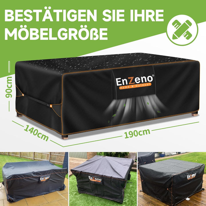 Enzeno Abdeckung Gartenmöbel Wasserdicht 190x140x90cm, Loungemöbel Abdeckung Winterfest, Abdeckhaube