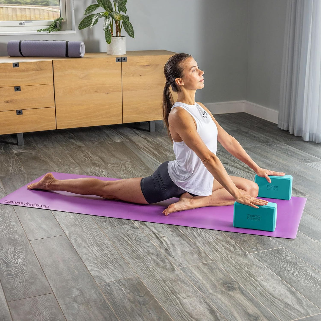 Core Balance Yoga Blocks im Doppelpack & GRATIS Yoga-Gurt, 2 STK. Eva Schaumstoff-Blöcke, robust & l