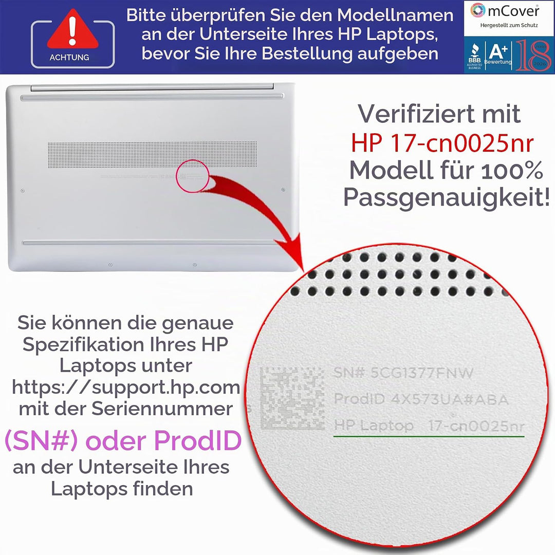 mCover Schwarze Hülle, nur kompatibel mit HP Laptop 17-CNxxxx Serie (17,3 Zoll) (kein DVD-Laufwerk),