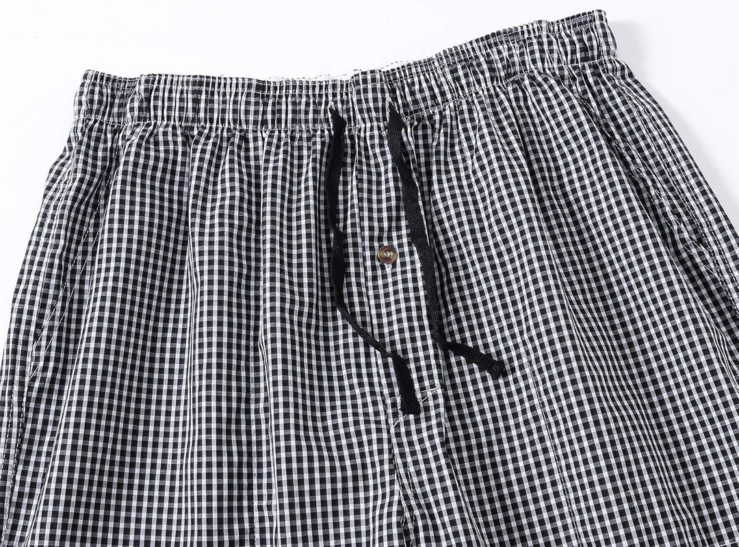 MoFiz Herren Kurze Pyjamahose Baumwolle Schlafshorts Karierte Schlafanzughose Freizeithose Karo Loun