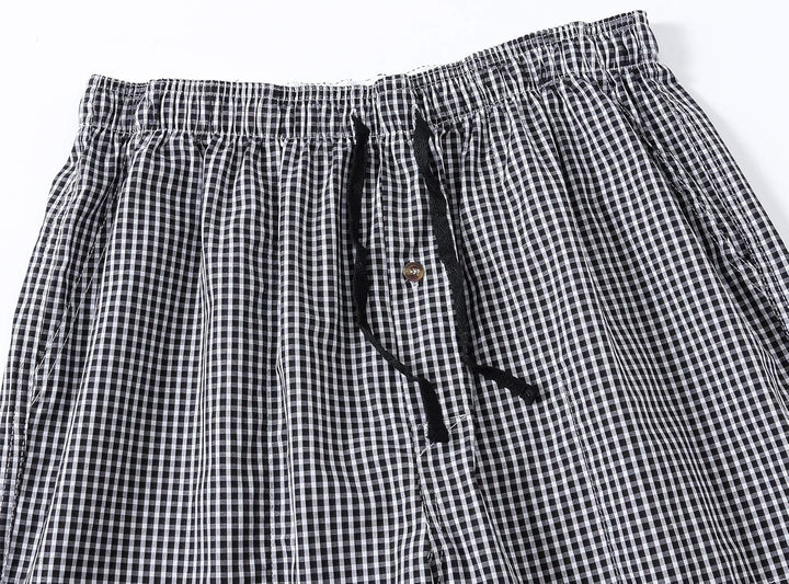MoFiz Herren Kurze Pyjamahose Baumwolle Schlafshorts Karierte Schlafanzughose Freizeithose Karo Loun