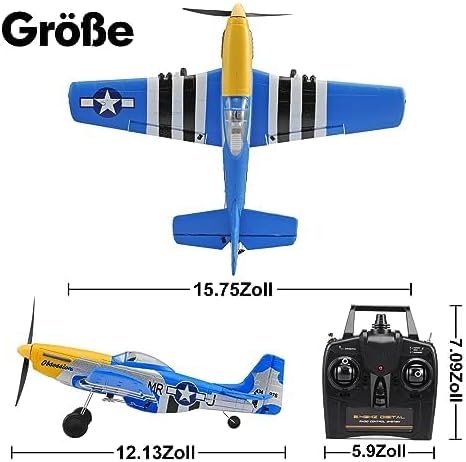P51D Mustang RC Flugzeug, 2,4Ghz 4-Kanal Ferngesteuertes Flugzeug RTF Aerobatics Flugzeug Spielzeug