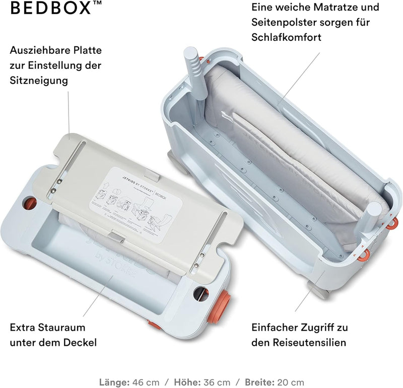 Stokke JetKids Reiseset, Blue - Enthält Aufsitzkoffer & Bordbett + Verstellbares, leichtes & erweite