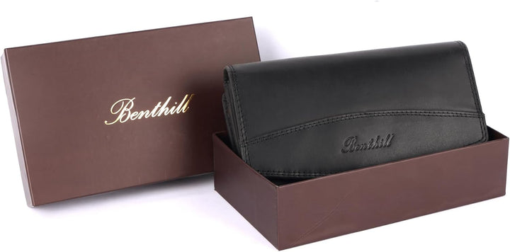 Benthill Geldbörse Gross Echt-Leder - Damen XL Portemonnaie mit RFID Schutz - Frauen Vintage Geldbeu