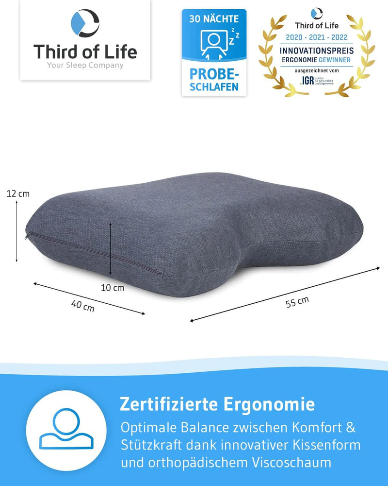 Seitenschläferkissen GIANFAR QuickDry | Ergonomisches Nacken-Kissen für Seitenschläfer | Memory-Foam