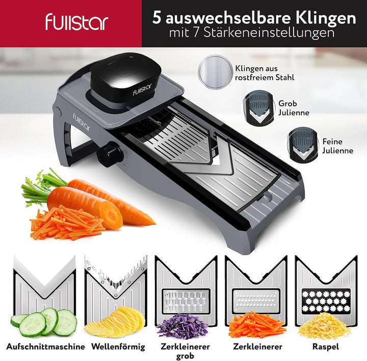 7-in-1 Verstellbar Edelstahl Mandoline Gemüsehobel Gemüsereibe - Gurkenhobel Dünne Scheiben - Reibe