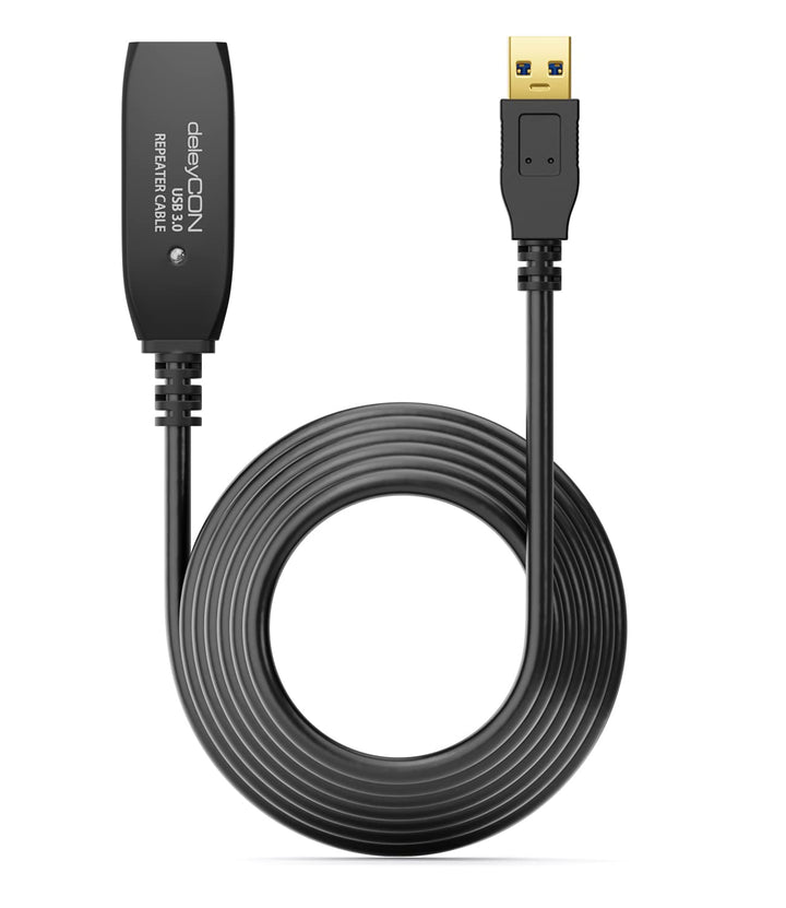 deleyCON 5m Aktives USB 3.0 Kabel Aktive Verlängerung mit 1 Signalverstärker &amp; Netzteil USB3.0 Repea