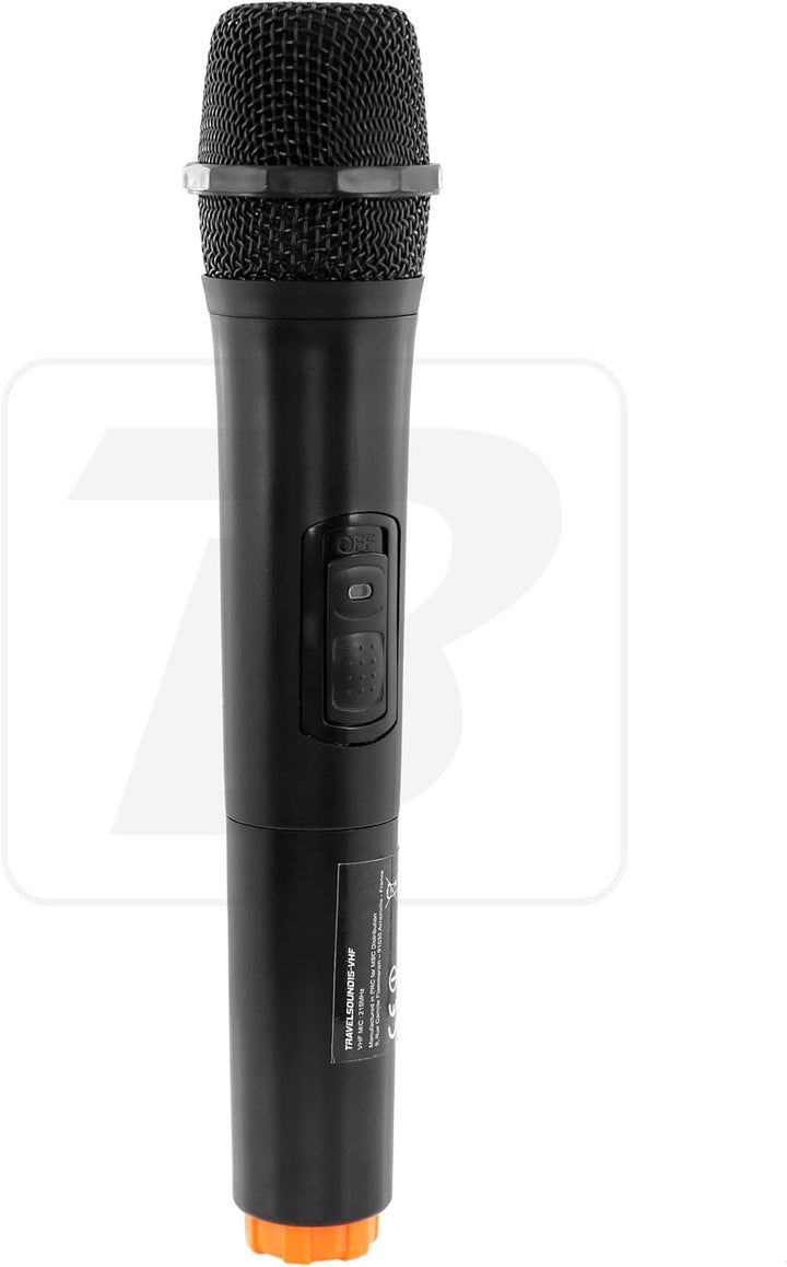 BoomTone DJ Travelsound Handmic 215 kabelloses VHF-Handmikrofon, schwarz, kompatibel mit TRAVELSOUND