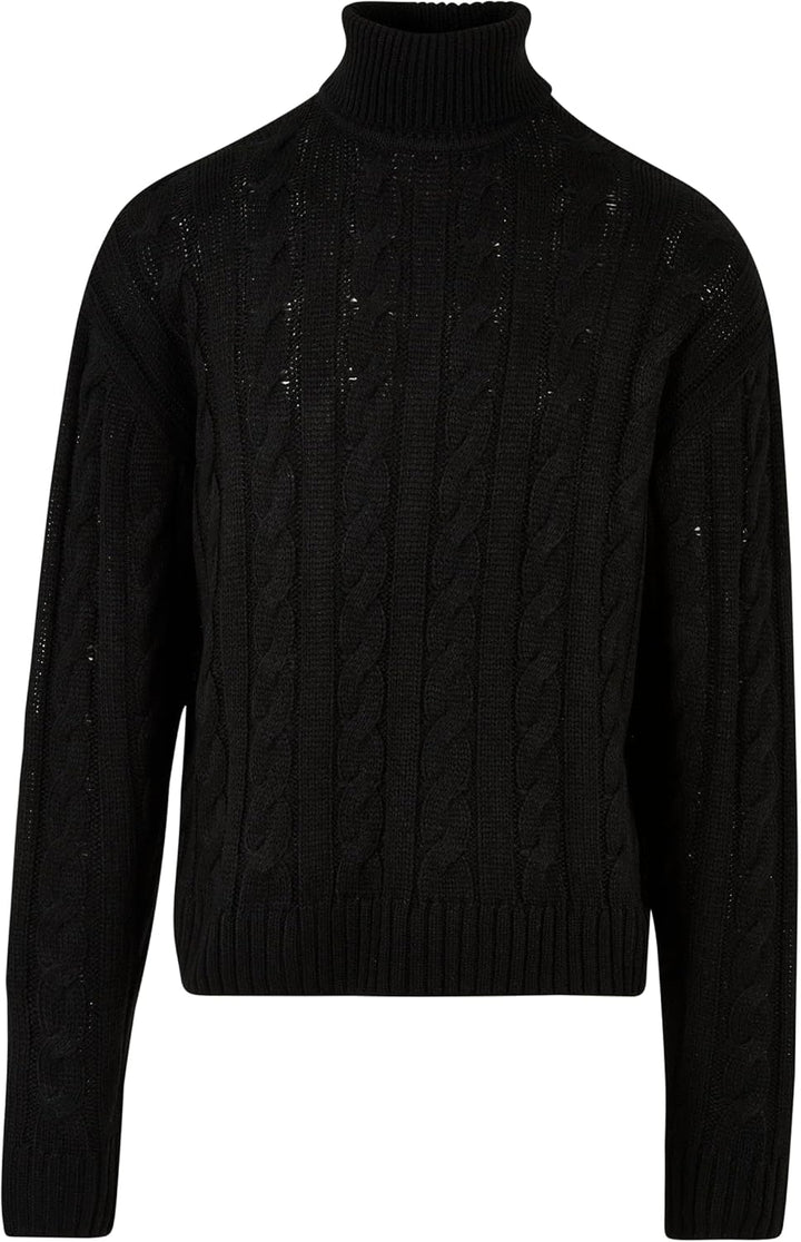 Urban Classics Herren Boxy Roll Neck Sweater Sweatshirt, Schwarz