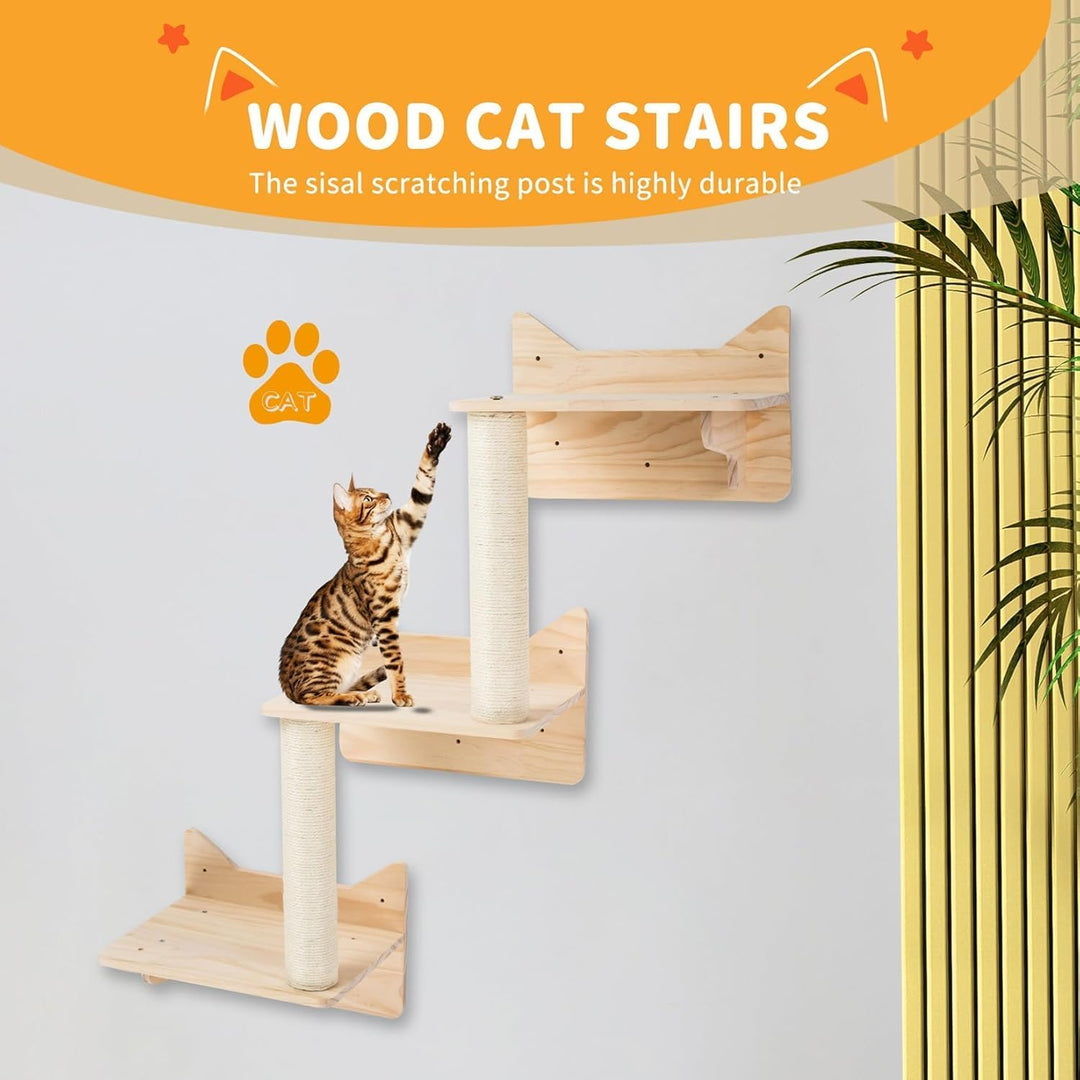 LADVATKIN Katzen Wandregale, Katzenwandmöbel Set, Katzenregale und Sitzstangen für Wand, Kletterrega