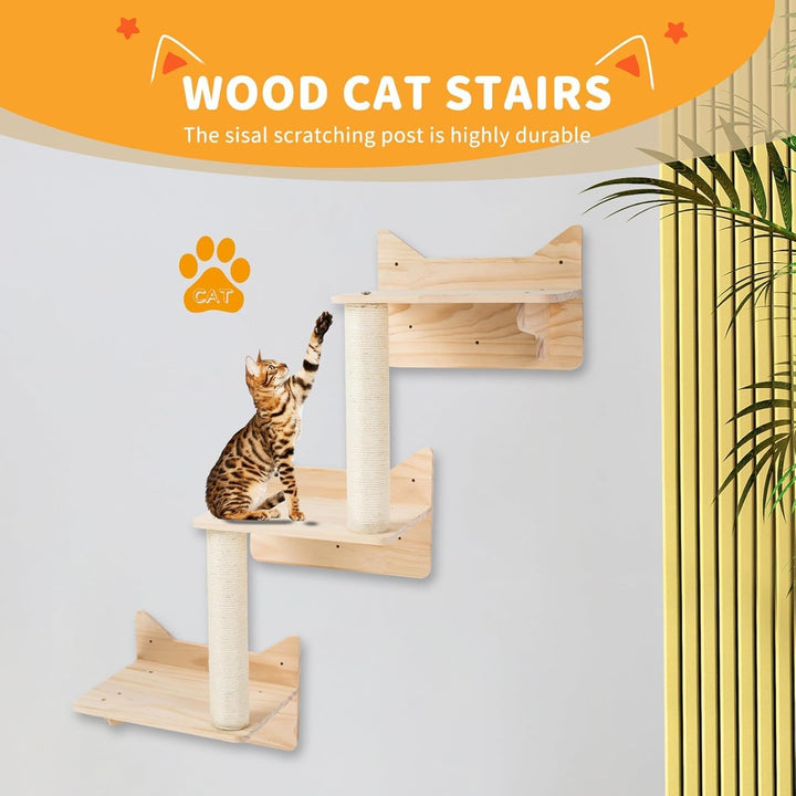 LADVATKIN Katzen Wandregale, Katzenwandmöbel Set, Katzenregale und Sitzstangen für Wand, Kletterrega