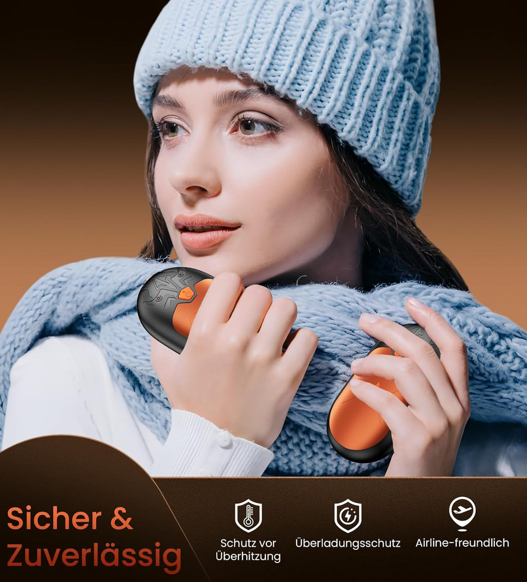 Handwärmer Wiederaufladbar 8000mAh, 2 Pack Handwärmer Elektrische mit 24 Stunden Wärme, Tragbarer Ta