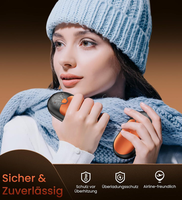 Handwärmer Wiederaufladbar 8000mAh, 2 Pack Handwärmer Elektrische mit 24 Stunden Wärme, Tragbarer Ta