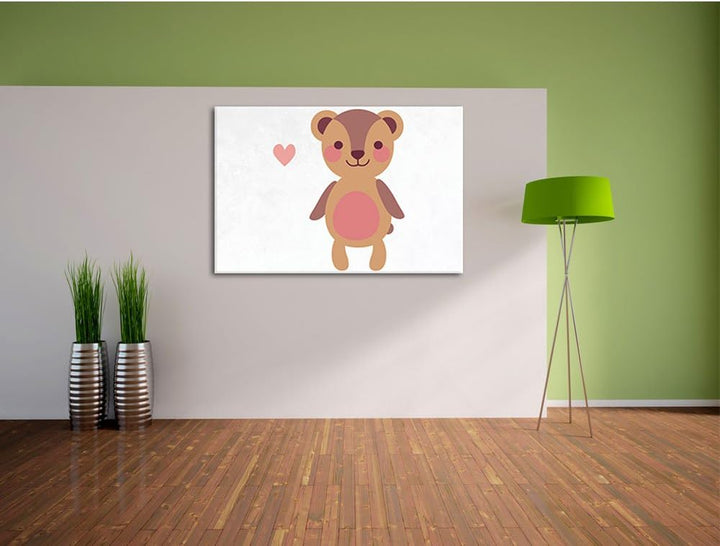 Niedlicher Bär weiss, Format: 100x70 auf Leinwand, XXL riesige Bilder fertig gerahmt mit Keilrahmen,
