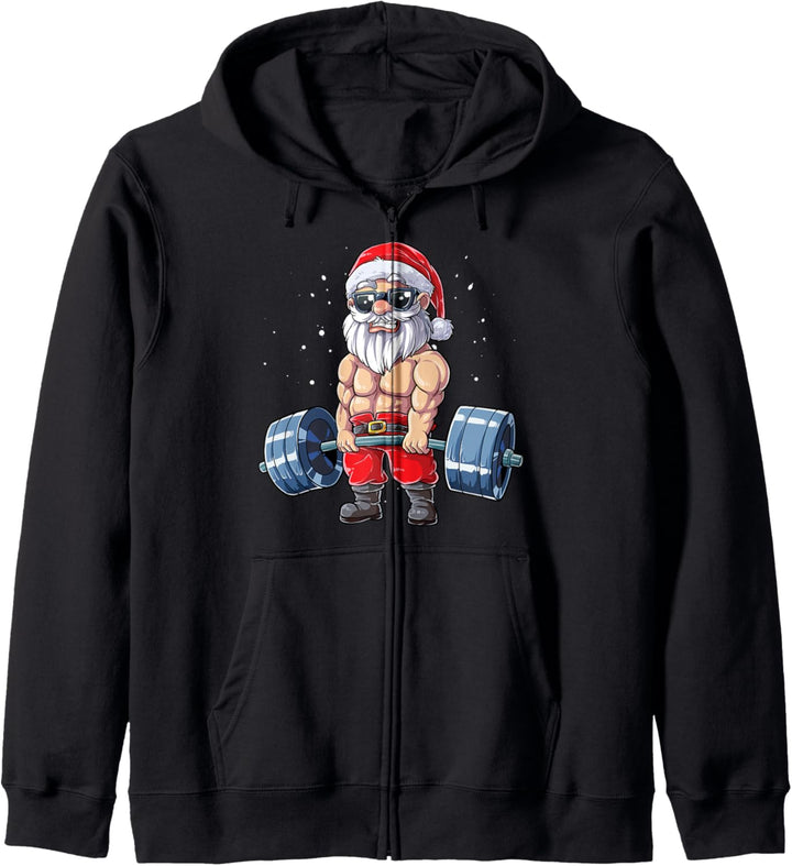 Santa Weightlifting Christmas Fitness Gym Deadlift Xmas Men Kapuzenjacke