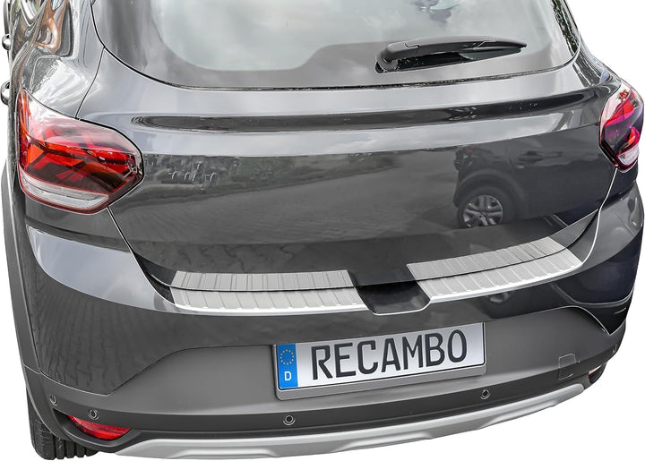 RECAMBO Ladekantenschutz Edelstahl matt gebürstet mit Textur - kompatibel für Dacia Sandero 3 - DJF