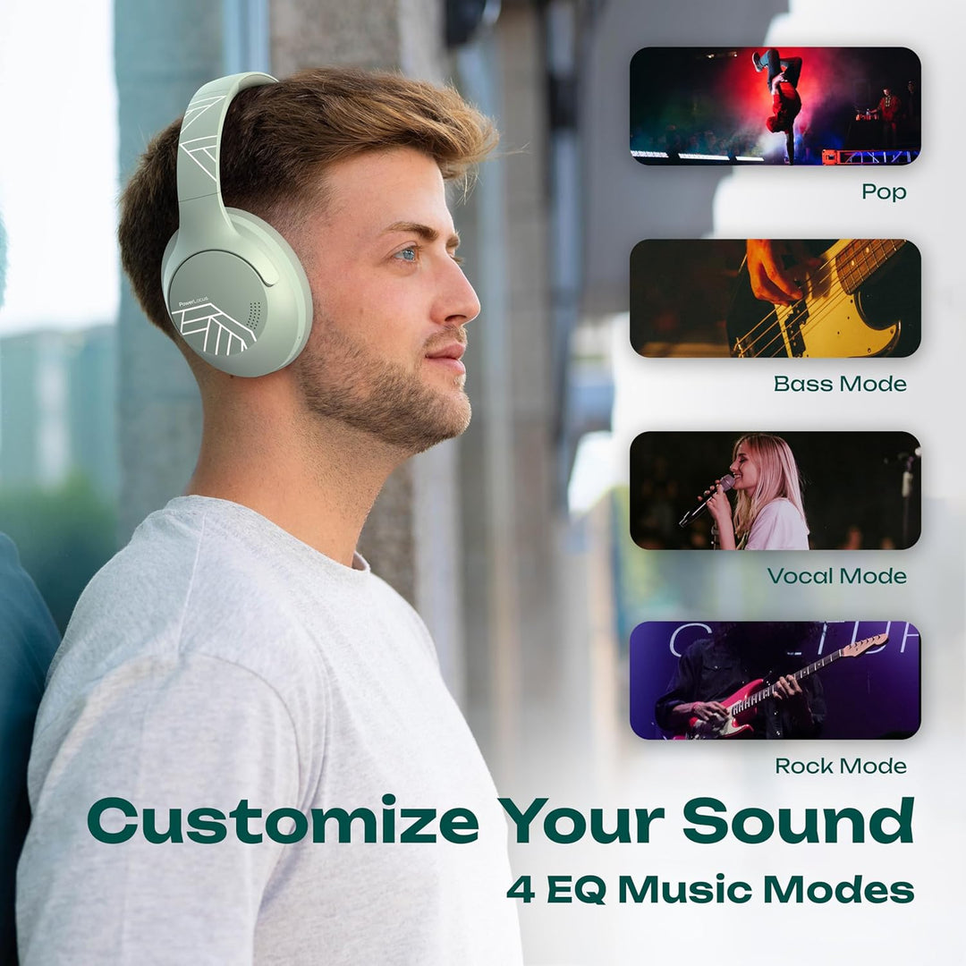 PowerLocus Bluetooth Kopfhörer Over Ear, 50 Std Spielzeit, 4 EQ-Modi, Kopfhörer Kabellos Faltbarer m