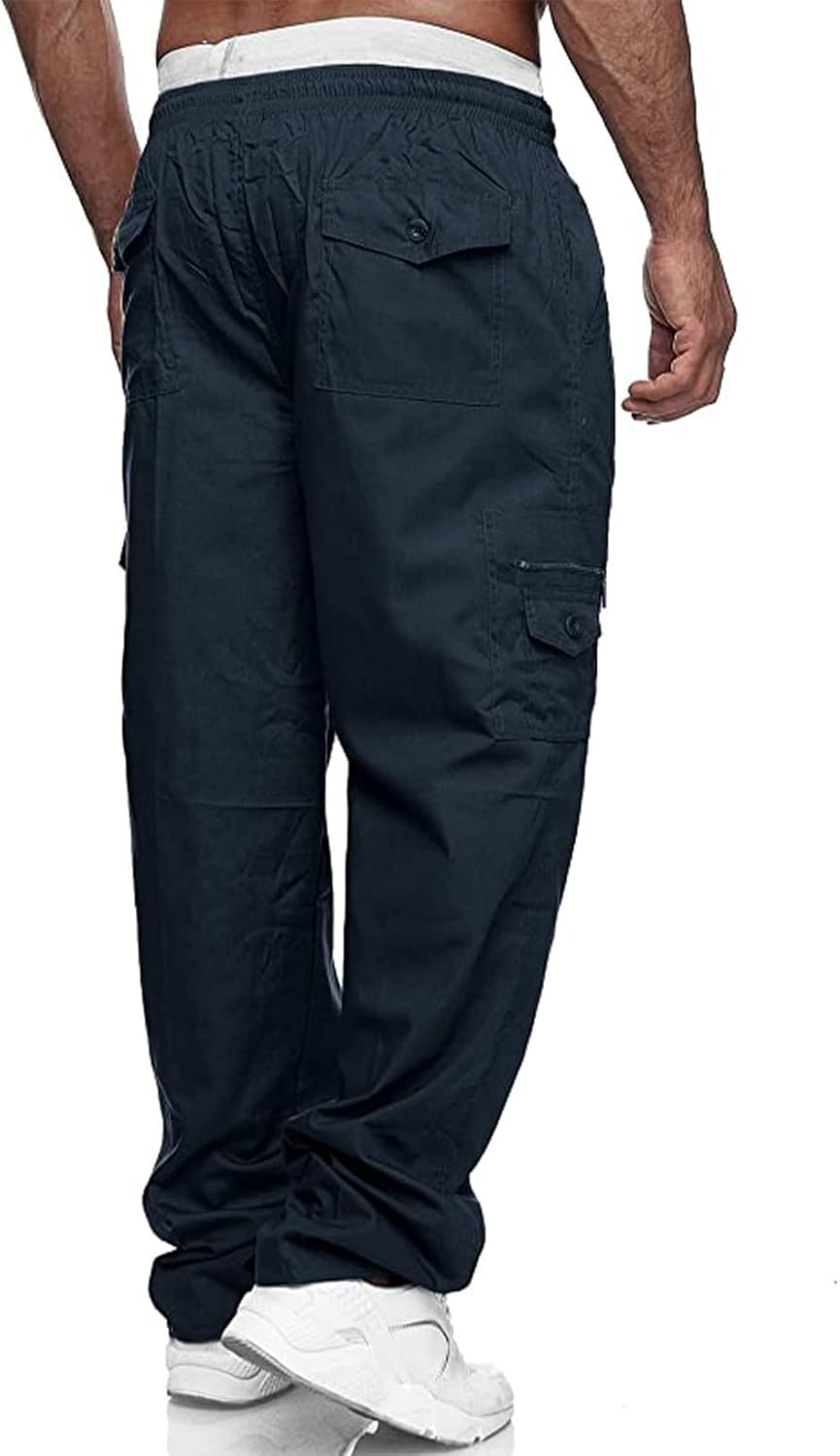 Jolicloth Cargohose Herren Baumwolle Outdoorhose Lange Baggy Hose Casual Freizeithose Pants S Blau,