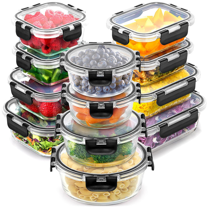 Zulay 12er-Set Glas-Frischhaltedosen für Meal Prep, Tupperdosen Set aus Glas mit luftdichten Deckeln