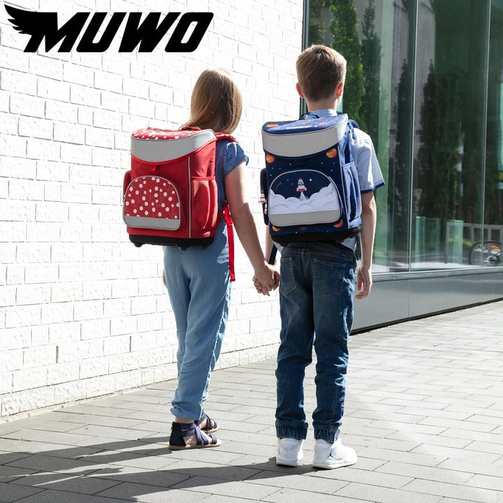MUWO Kinder Schulranzen Set 5tlg. ergonomischer Leichter Schulrucksack mit Sporttasche, Turnbeutel,