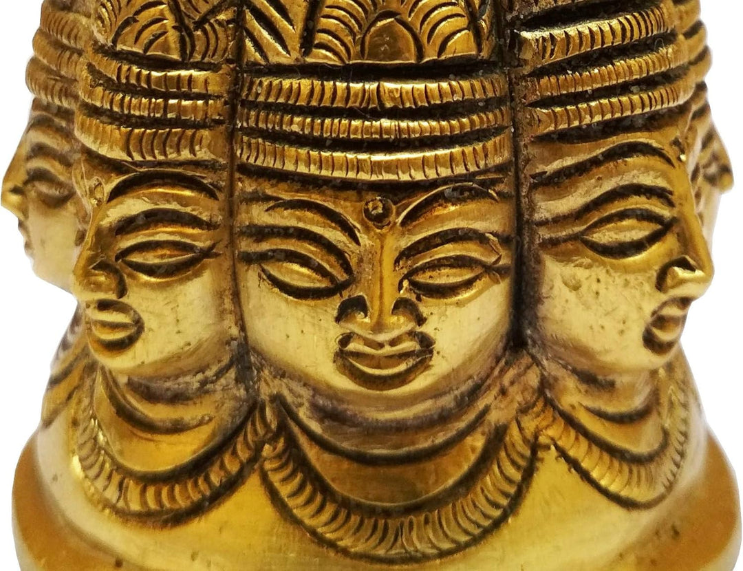 Purpledip Brass Idol Lord Shiva Stupa: Rare 8-face Omnipresent Siva Statue (11575) Einzigartige, Ein