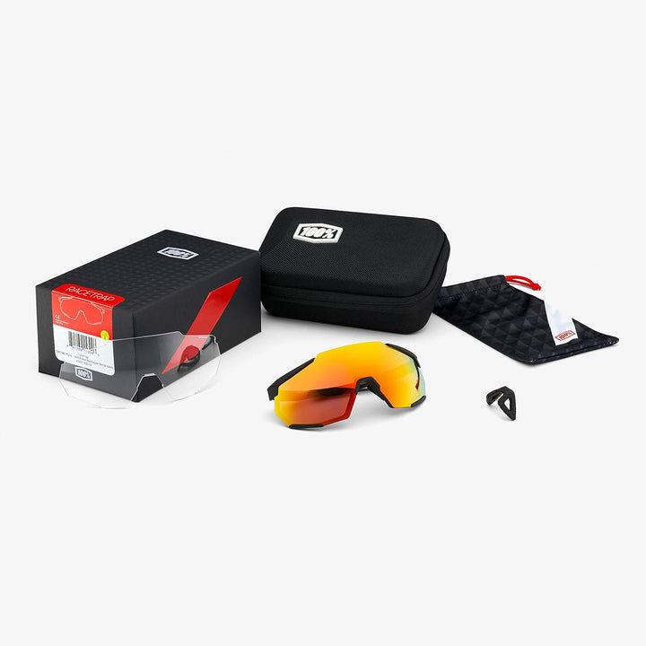 100% Racetrap Hiper Multilayer Mirror Sonnenbrille Fahrradbrille Schwarz, Schwarz