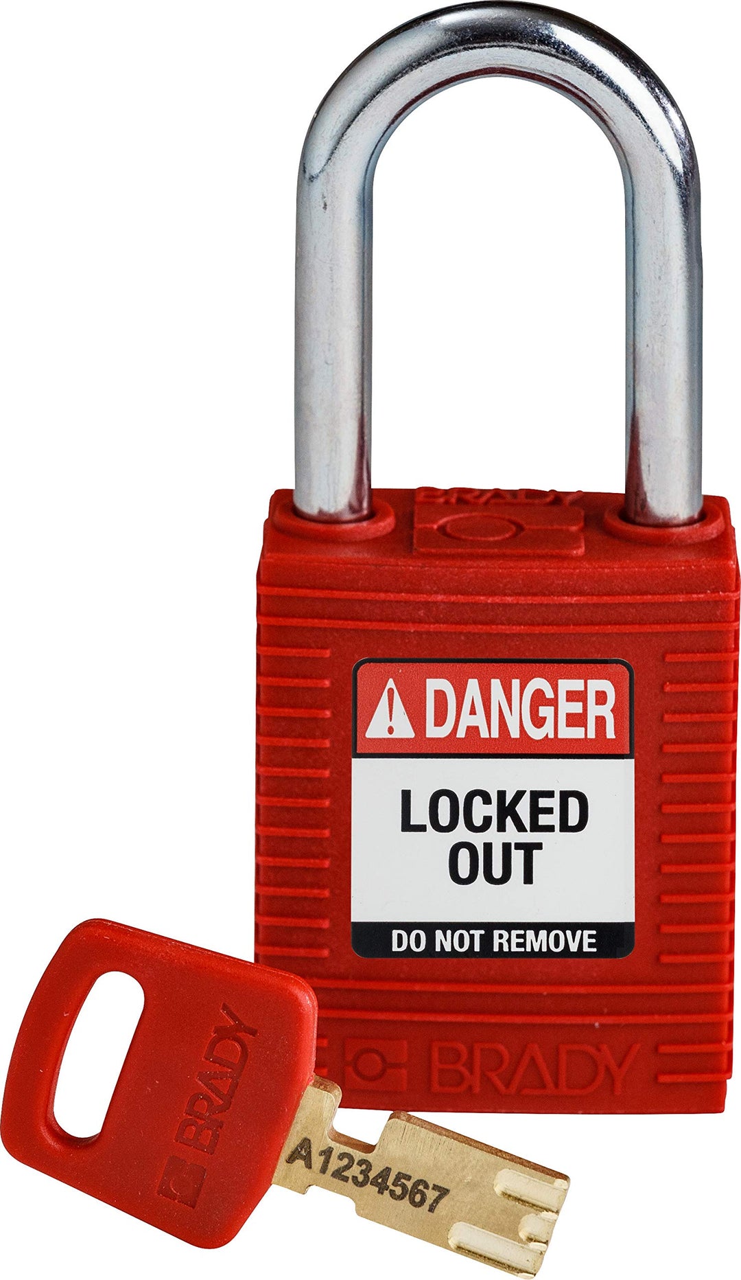 Brady (NYL-RED-38ST-KD) SafeKey Nylon Lockout-Vorhängeschloss Mit Stahl Bügel 38.00 mm Rot KD - Vers