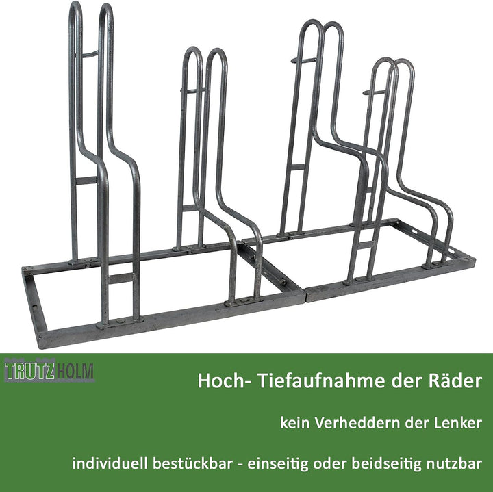 TRUTZHOLM Fahrradständer 4 Fahrräder, extra stabil und feuerverzinkt 2x2 Mehrfachständer Hoch- und T