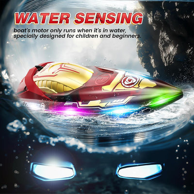 DEERC LED Lichter DE819 Ferngesteuertes RC Boot, 2.4Ghz Vollmassstab RC Pool Rennboot, 80 Minuten La