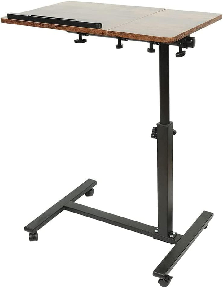 Betttisch für Laptop, höhenverstellbar, 5 feststellbare Rollen, faltbar, Holz, Schreibtisch, PC, Sch