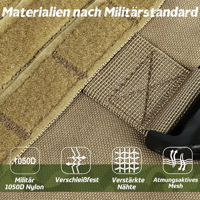 rabbitgoo No Pull Hundegeschirr Mittlere Grosse Hunde, Taktische Brustgeschirr mit MOLLE Griff Metal