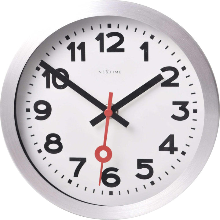 NeXtime 3999AR Wanduhr Bahnhofsuhr STATION, lautlos, rund, Weiss, ø 35 cm, 34.8 x 4.5 cm