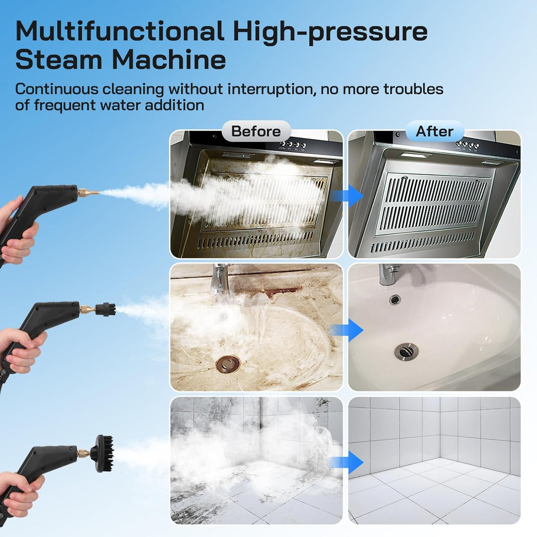 Handdampfreiniger 7-in-1, 1500W | 1,2L Wassertank für Küche & Bad | Hochdruck-Dampfgarer (3BAR) gege