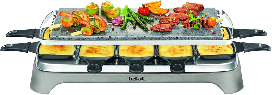 Tefal PR457B Pierrade Raclette | 1350 Watt | Grill-Platte aus Stein + 10 antihaftbeschichtete Pfännc