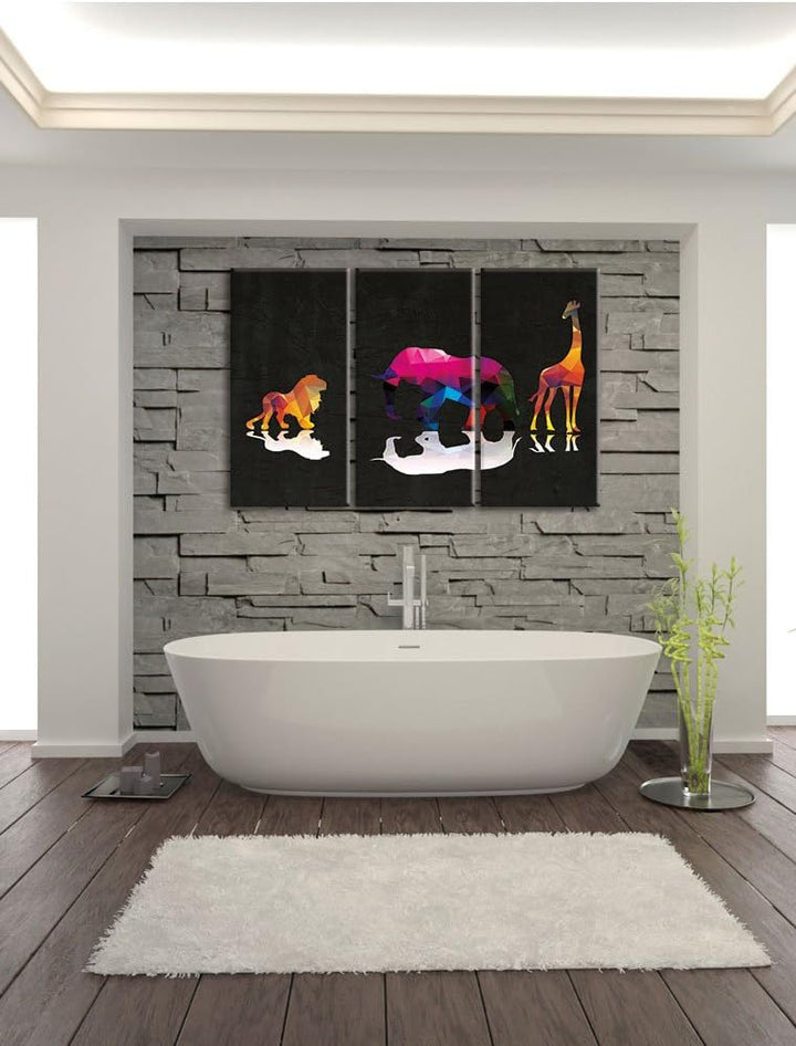 Pixxprint Tiere der Savanne als Leinwandbild/Grösse: 3 Teilig (120x80) cm/Wandbild/Kunstdruck/fertig